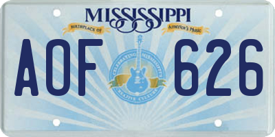MS license plate AOF626