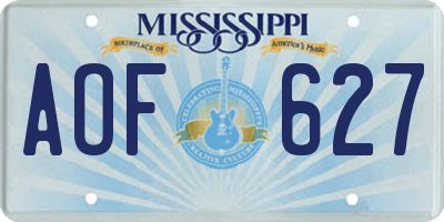 MS license plate AOF627