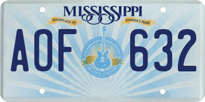 MS license plate AOF632