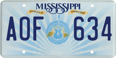 MS license plate AOF634