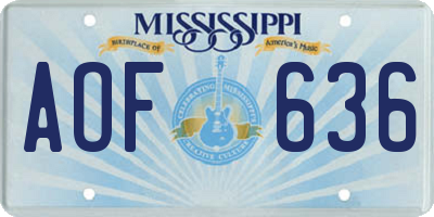 MS license plate AOF636