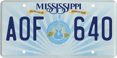 MS license plate AOF640