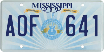 MS license plate AOF641