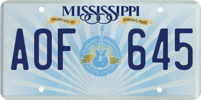 MS license plate AOF645