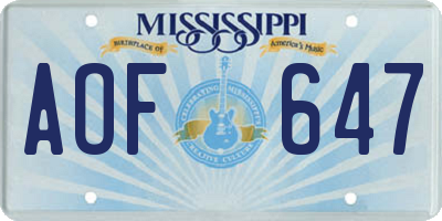 MS license plate AOF647