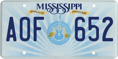 MS license plate AOF652