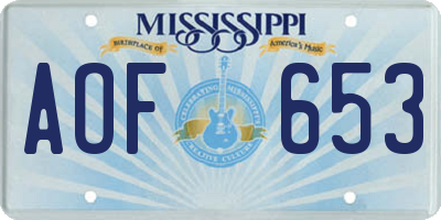 MS license plate AOF653