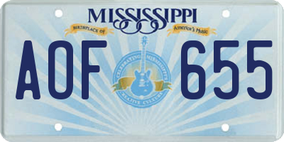 MS license plate AOF655