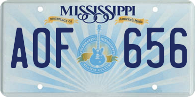 MS license plate AOF656