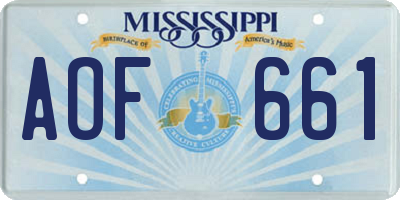MS license plate AOF661