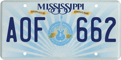 MS license plate AOF662