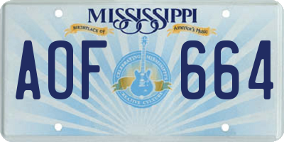 MS license plate AOF664