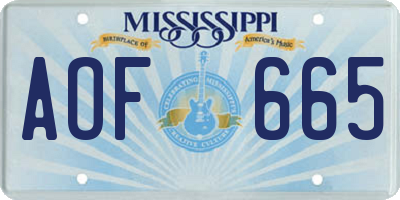 MS license plate AOF665