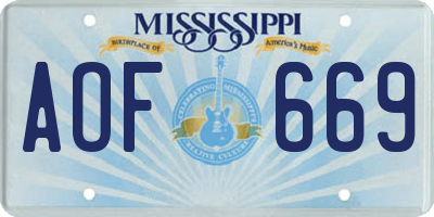 MS license plate AOF669