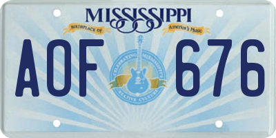MS license plate AOF676