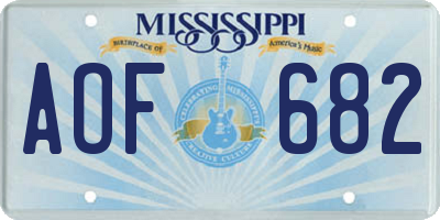 MS license plate AOF682