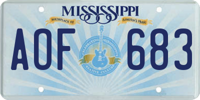 MS license plate AOF683
