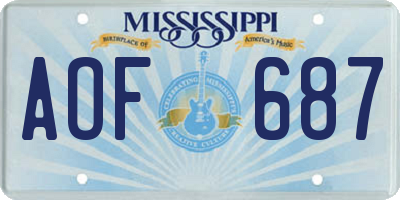 MS license plate AOF687