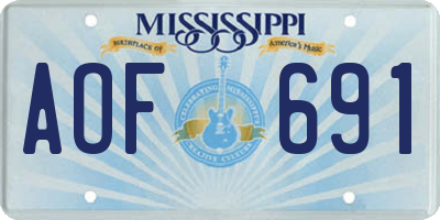 MS license plate AOF691