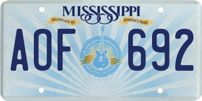 MS license plate AOF692