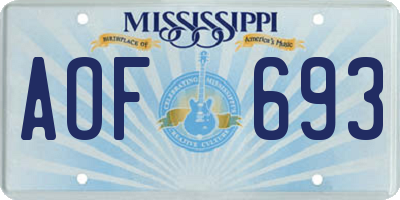 MS license plate AOF693
