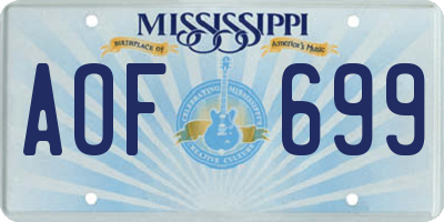 MS license plate AOF699