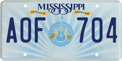 MS license plate AOF704