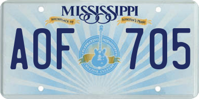 MS license plate AOF705