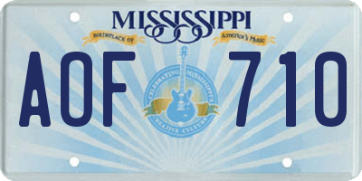 MS license plate AOF710