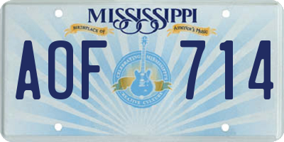 MS license plate AOF714