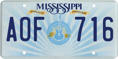 MS license plate AOF716