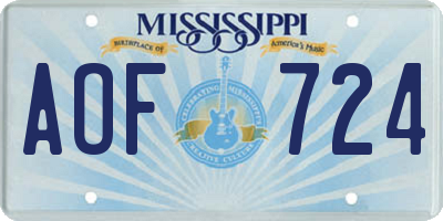 MS license plate AOF724