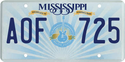 MS license plate AOF725