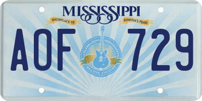 MS license plate AOF729