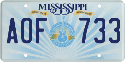 MS license plate AOF733