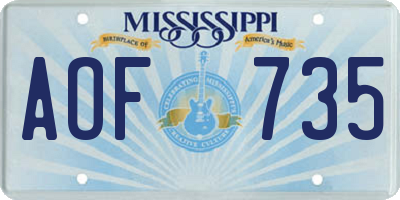 MS license plate AOF735