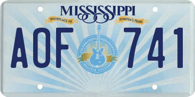 MS license plate AOF741