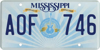 MS license plate AOF746