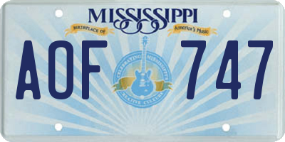 MS license plate AOF747