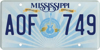 MS license plate AOF749