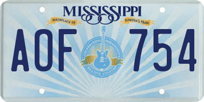 MS license plate AOF754
