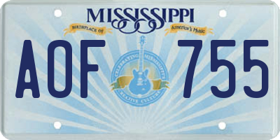 MS license plate AOF755