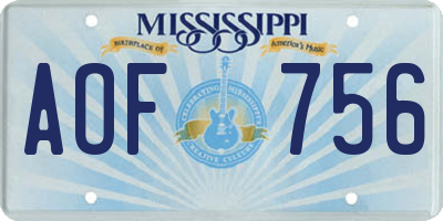 MS license plate AOF756