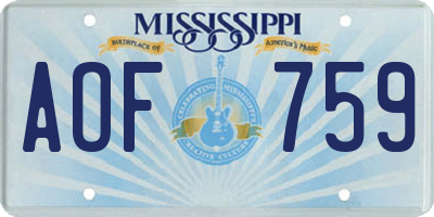 MS license plate AOF759