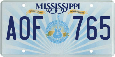 MS license plate AOF765