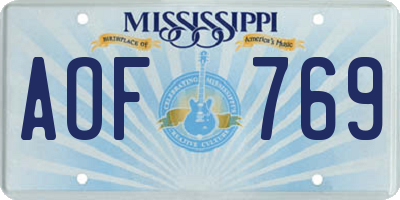 MS license plate AOF769