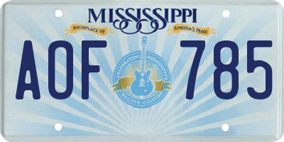 MS license plate AOF785