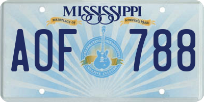 MS license plate AOF788