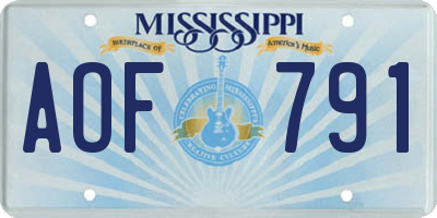 MS license plate AOF791
