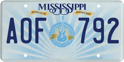 MS license plate AOF792